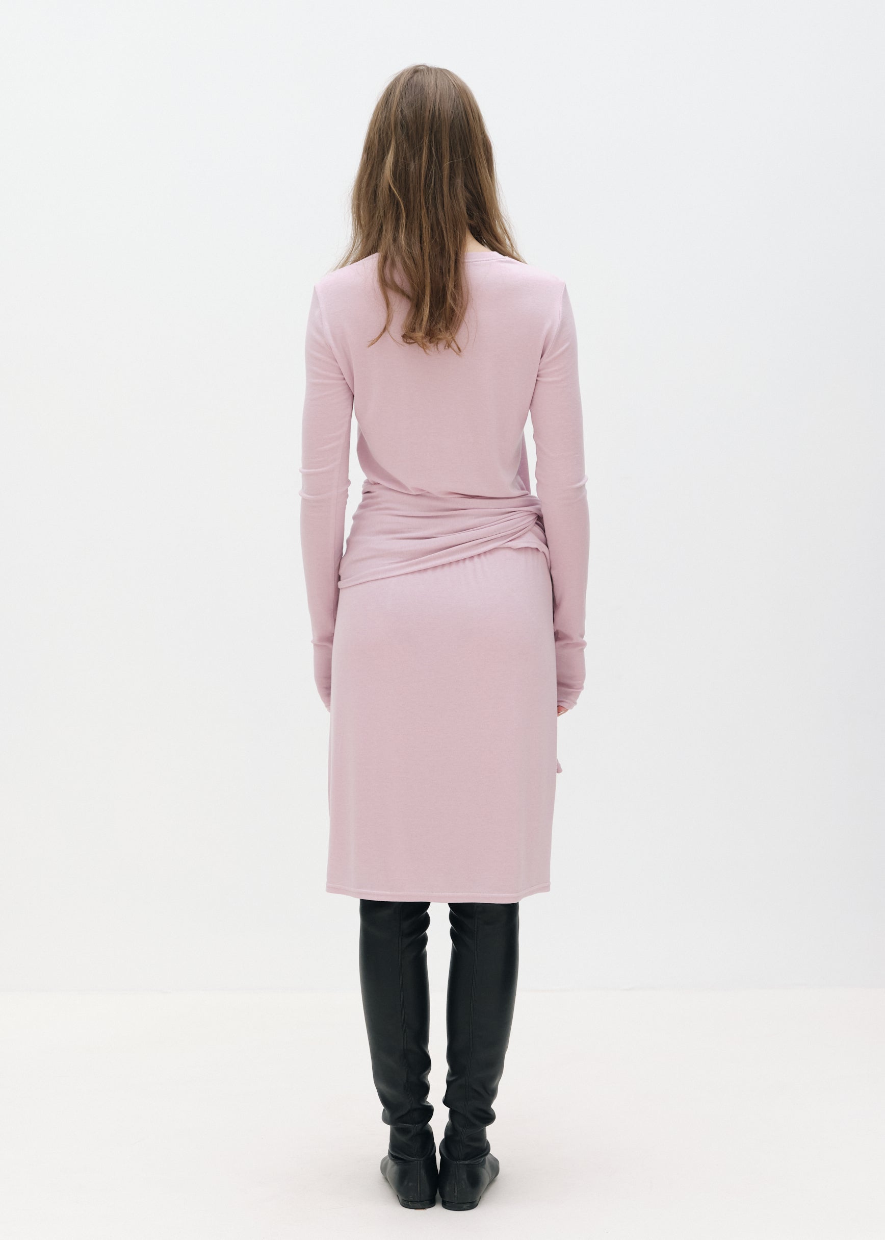 Lyocell-Wool Scarf Neck Top