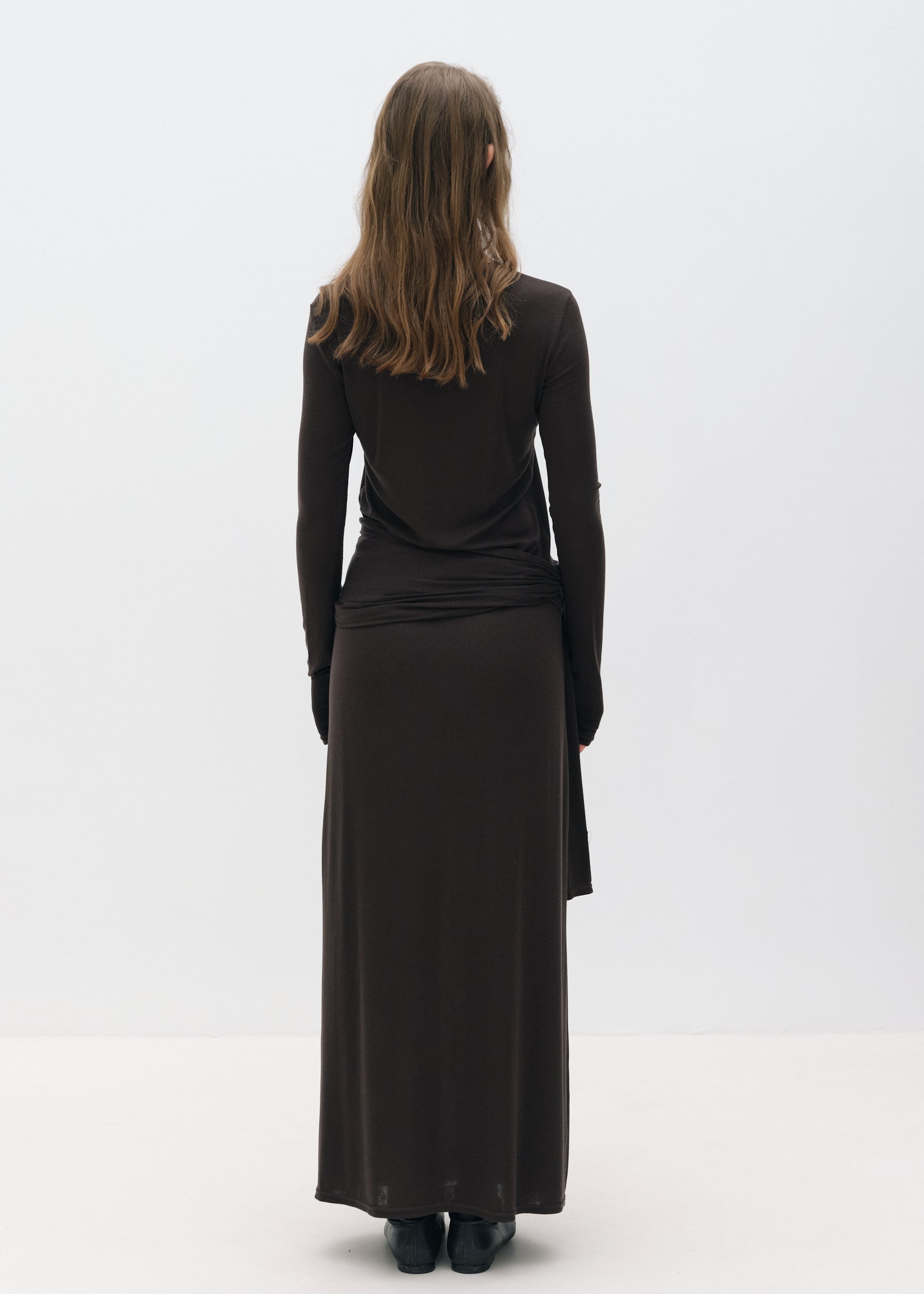 Lyocell-Wool Scarf Neck Top