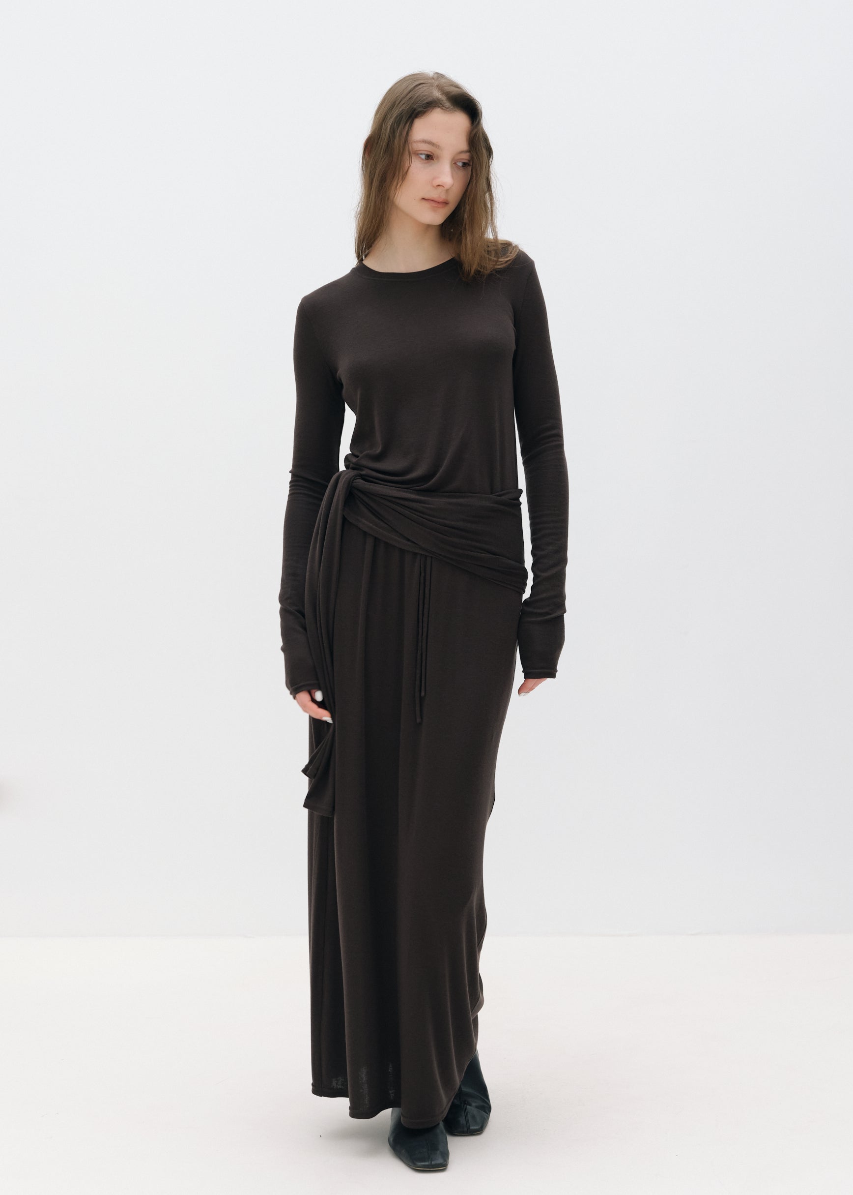 Lyocell-Wool Full-Length Skirt