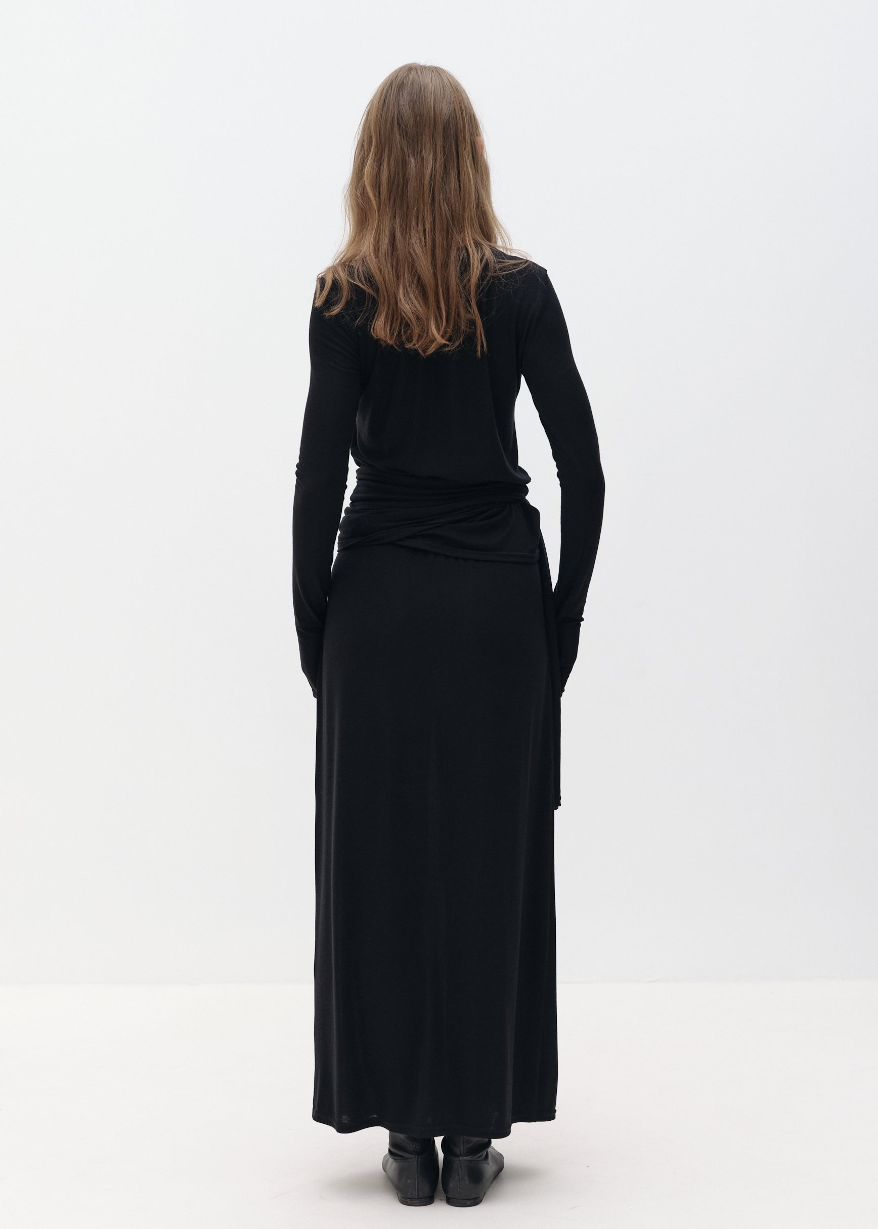 Lyocell-Wool Scarf Neck Top