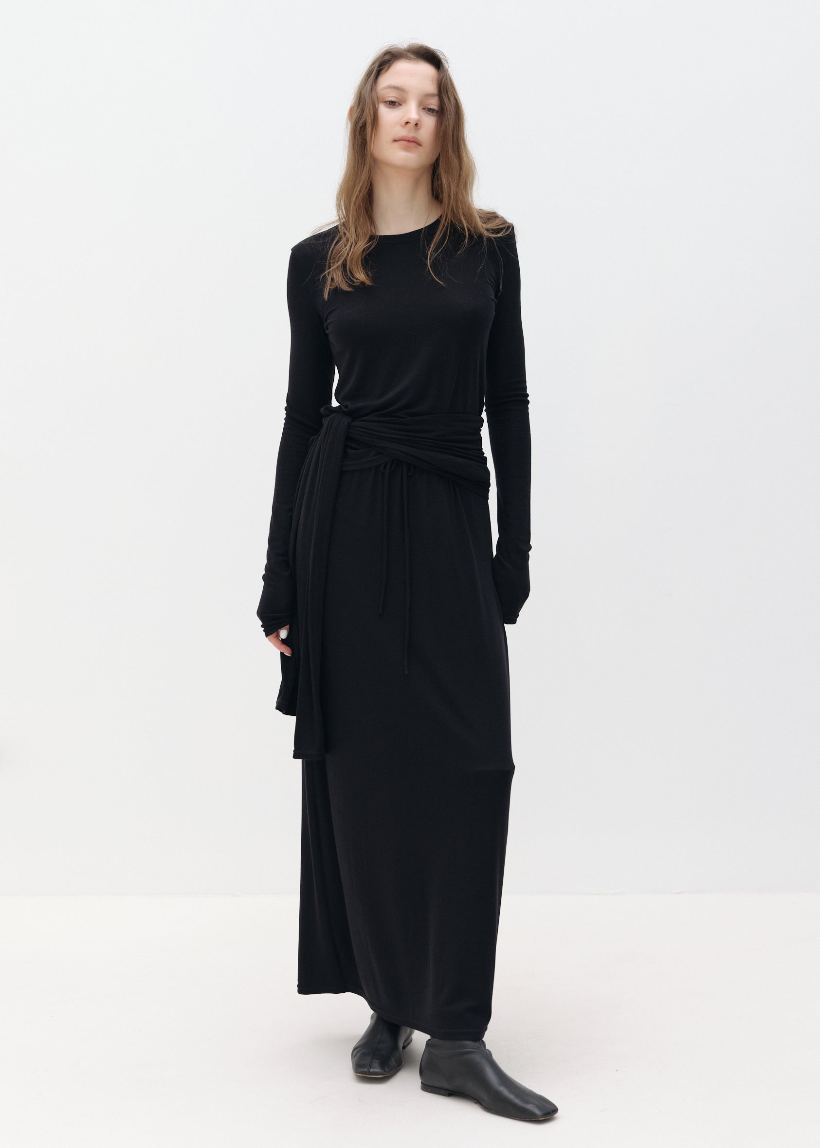 Lyocell-Wool Scarf Neck Top