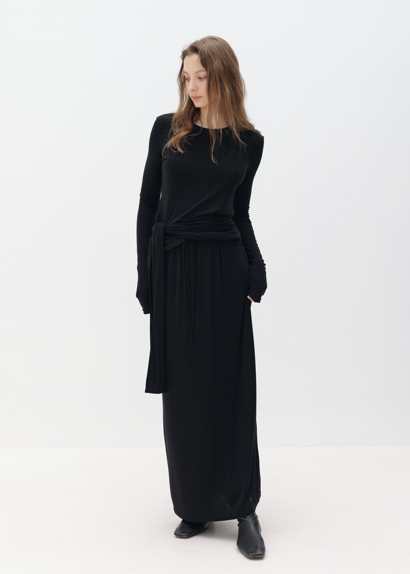 Lyocell-Wool Full-Length Skirt