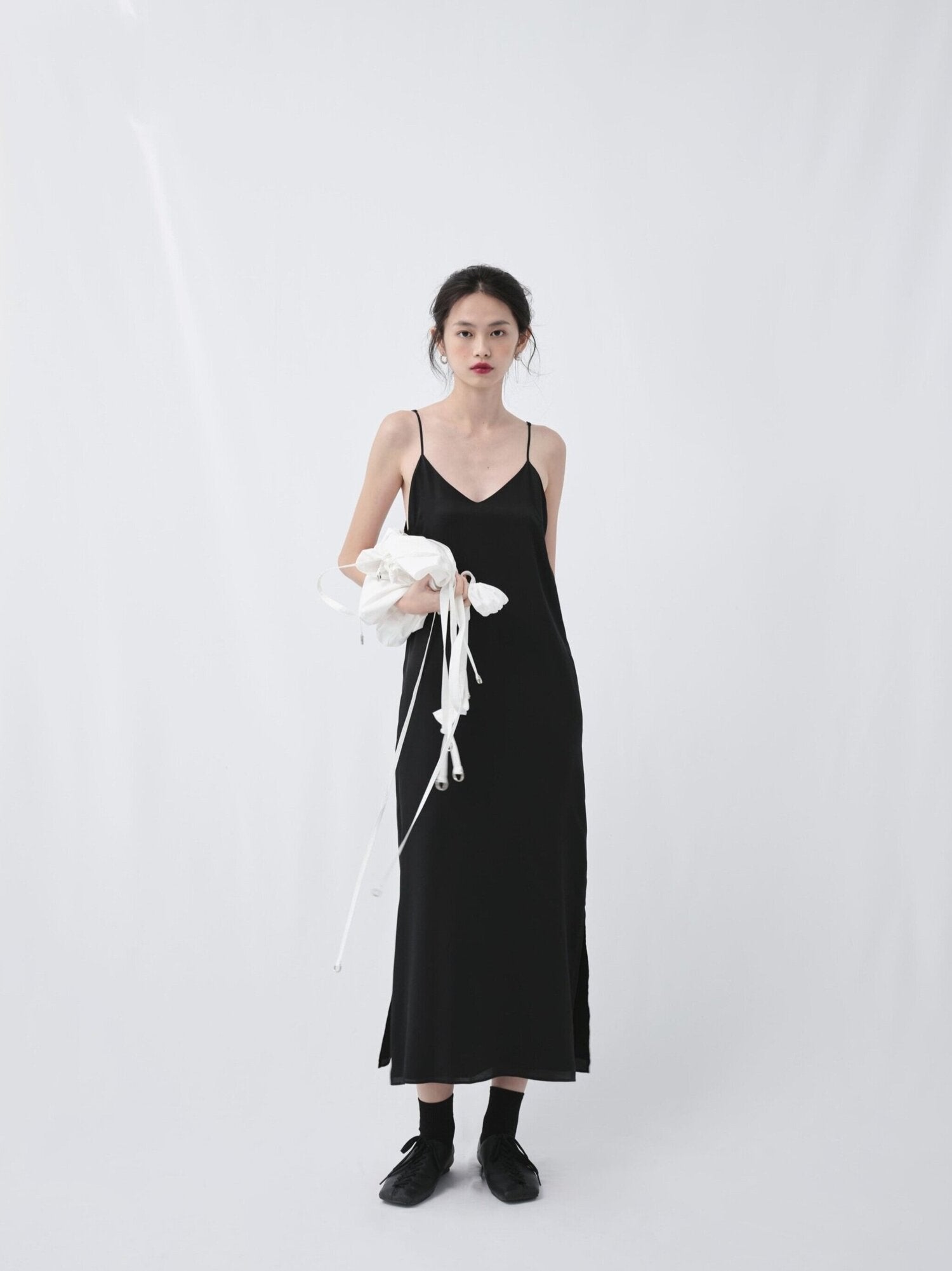 Cupro Slit Long Dress
