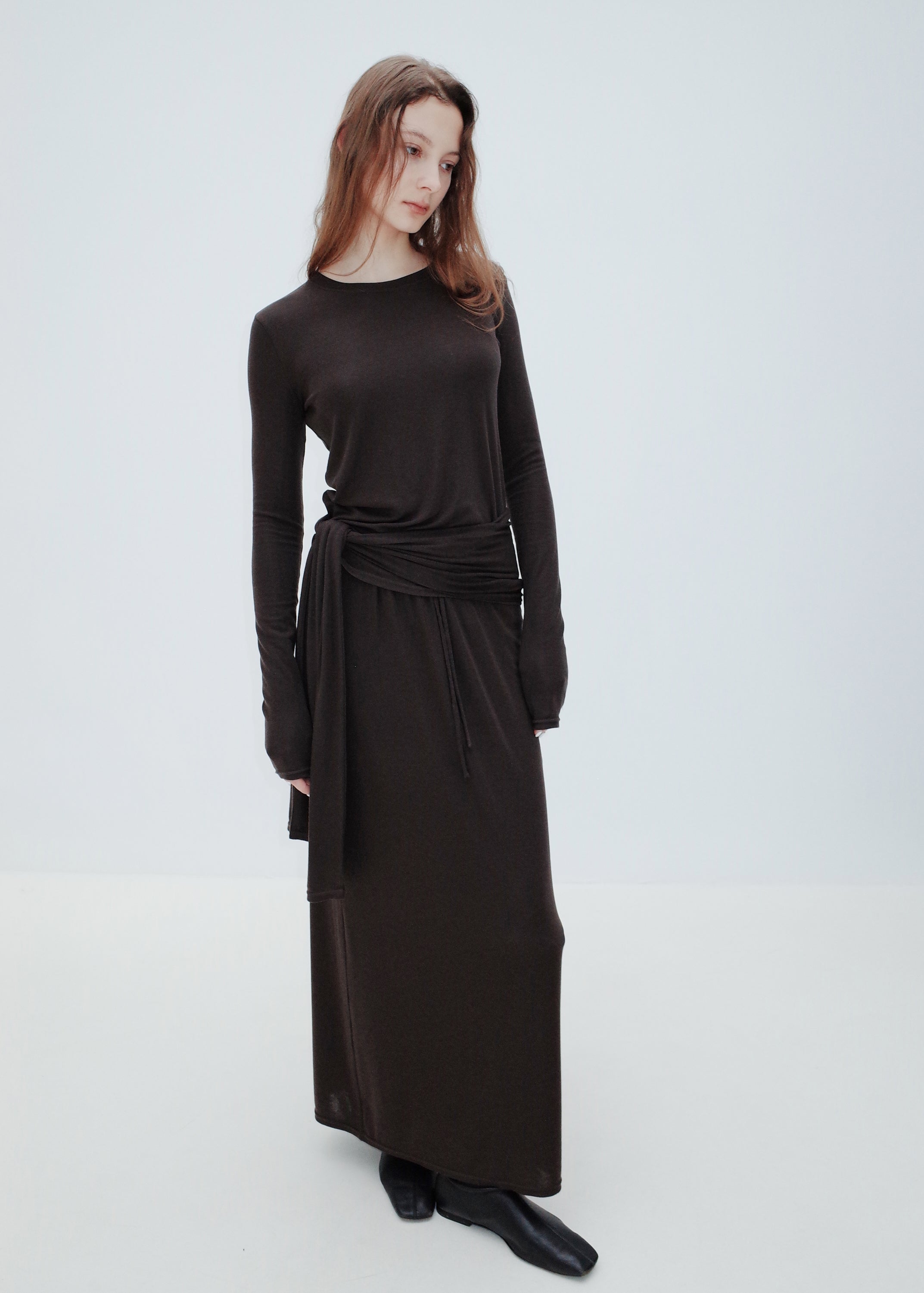 Lyocell-Wool Full-Length Skirt