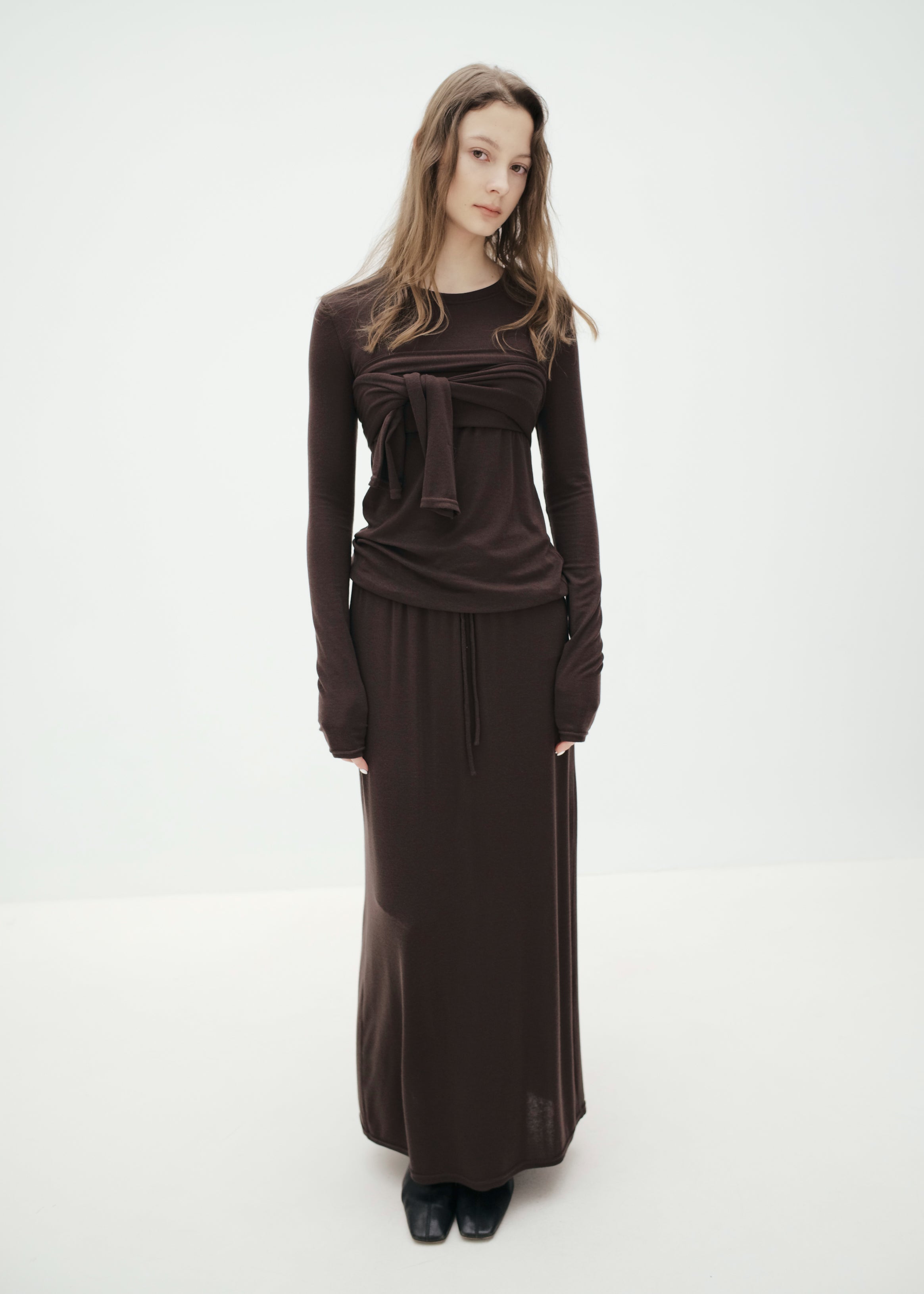 Lyocell-Wool Full-Length Skirt
