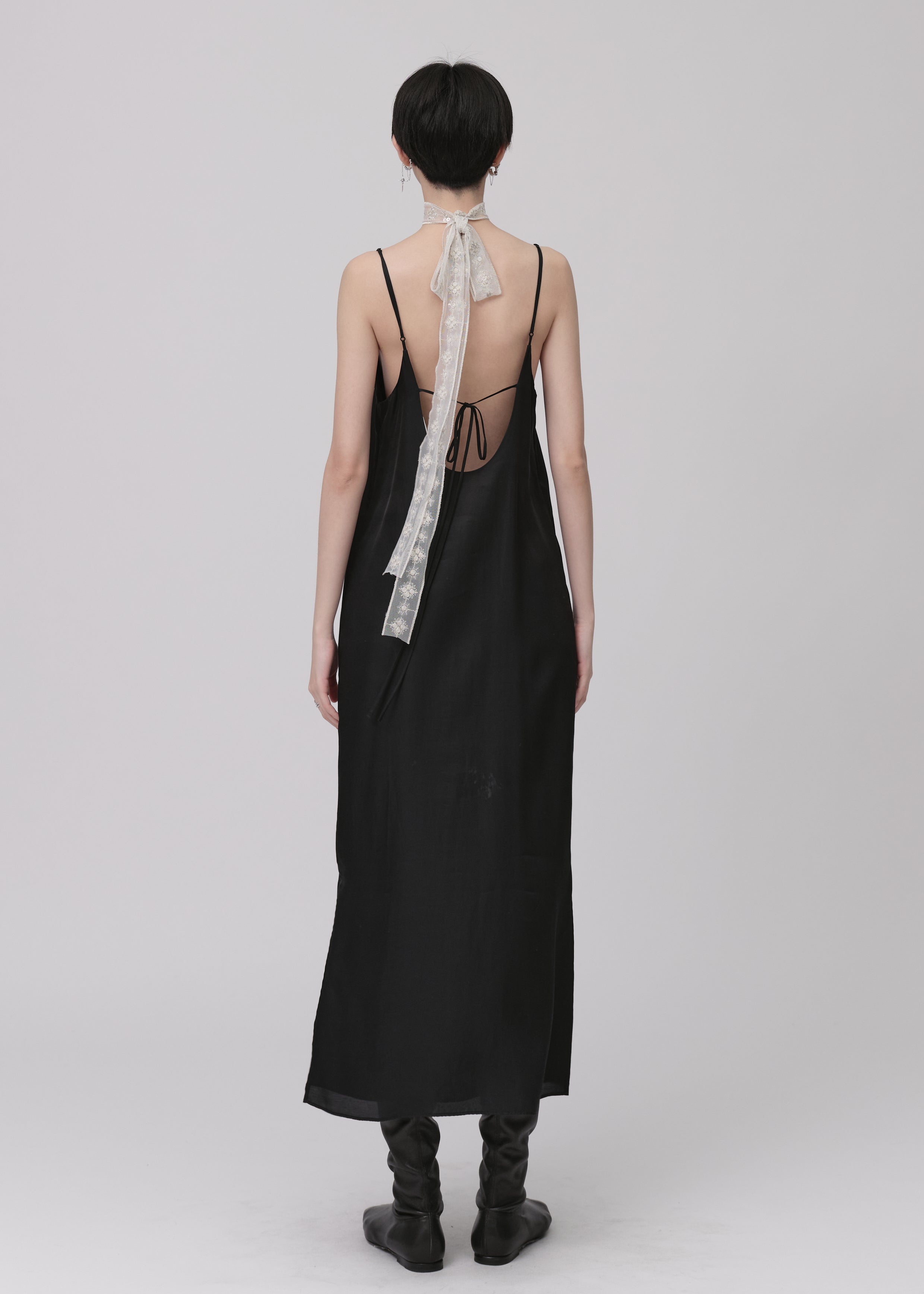 Cupro Slit Long Dress