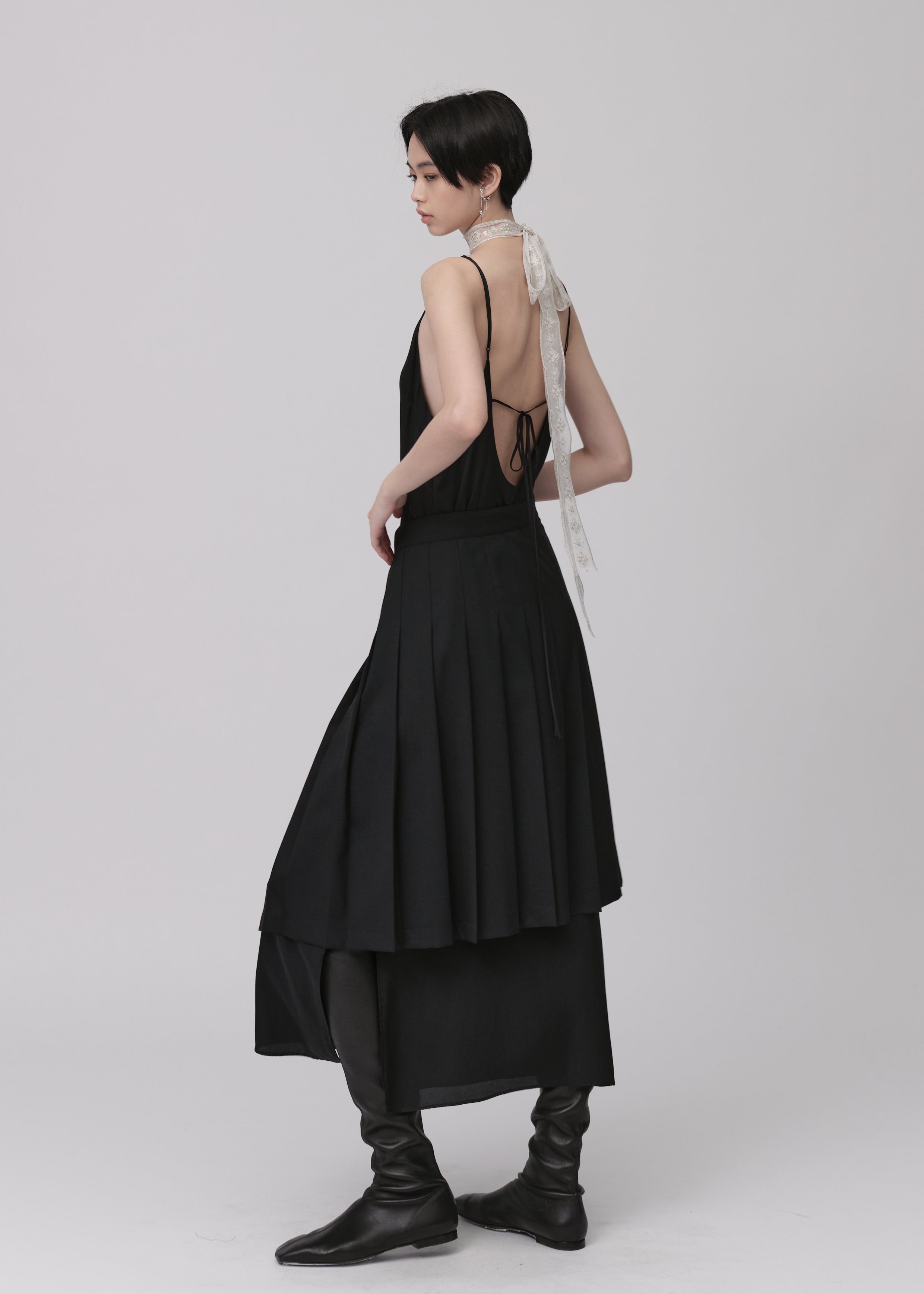 Cupro Slit Long Dress