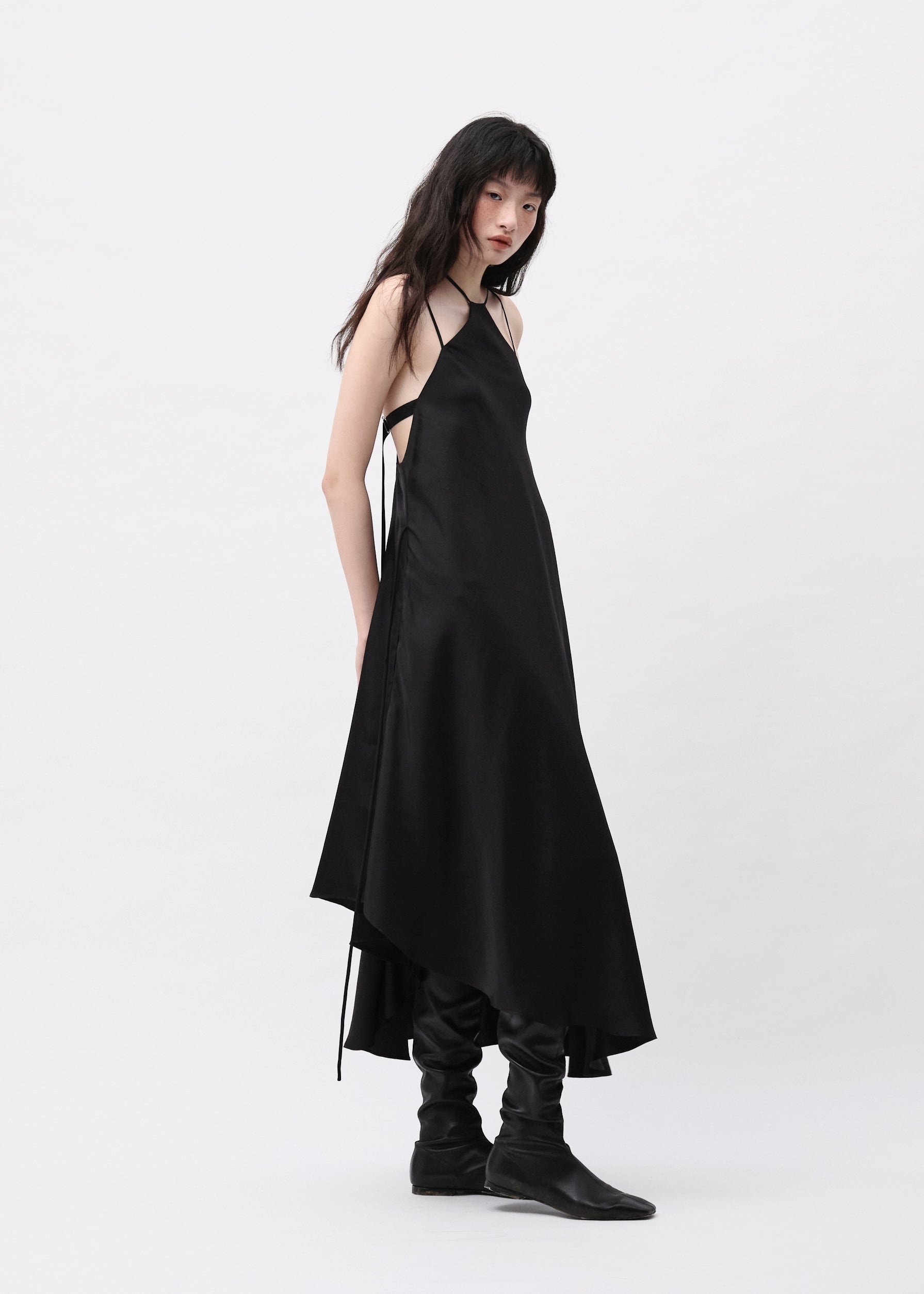 Asymmetric Halter Dress (Made-To-Order)