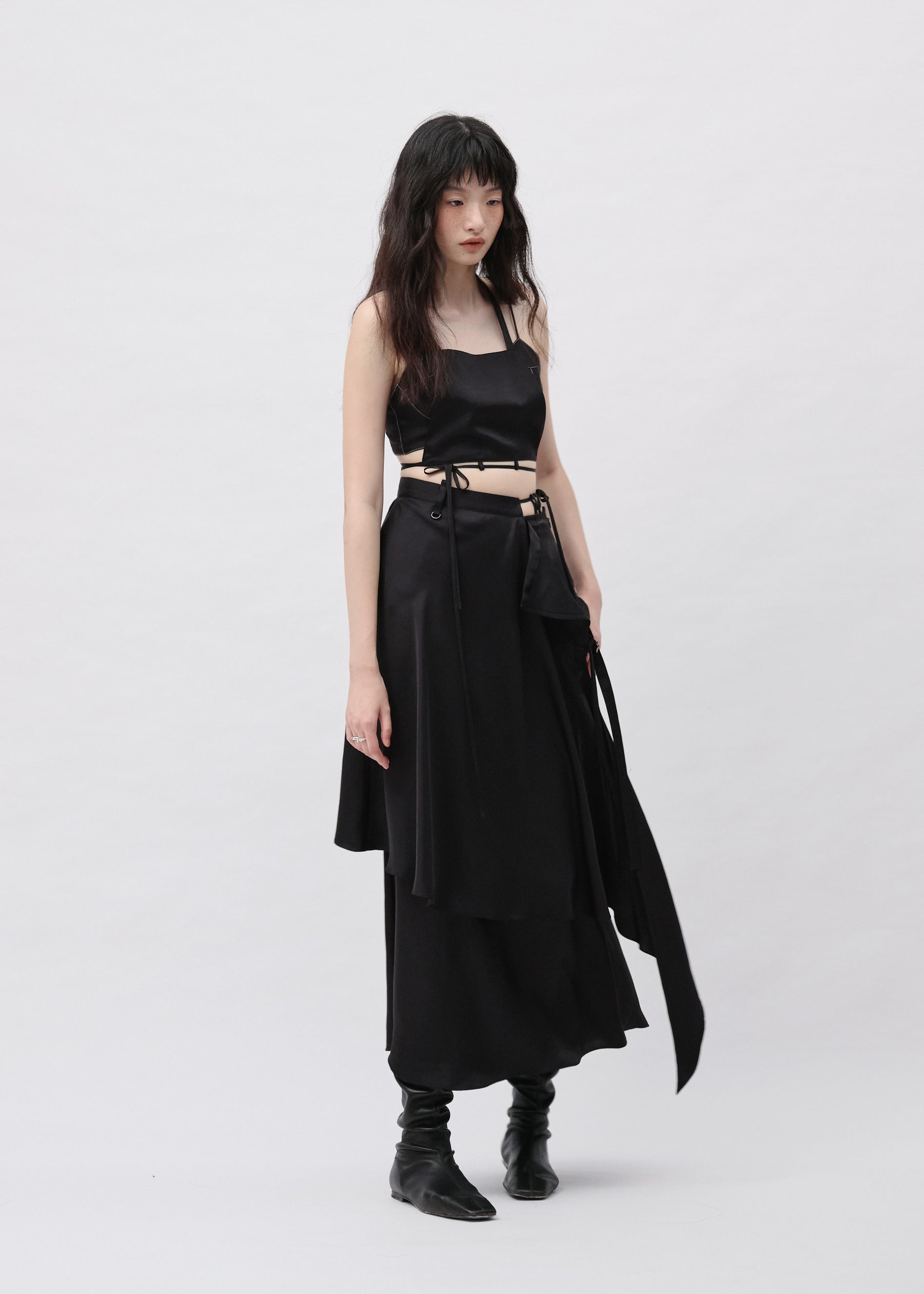 Asymmetric Draped Long Skirt (Made-To-Order)