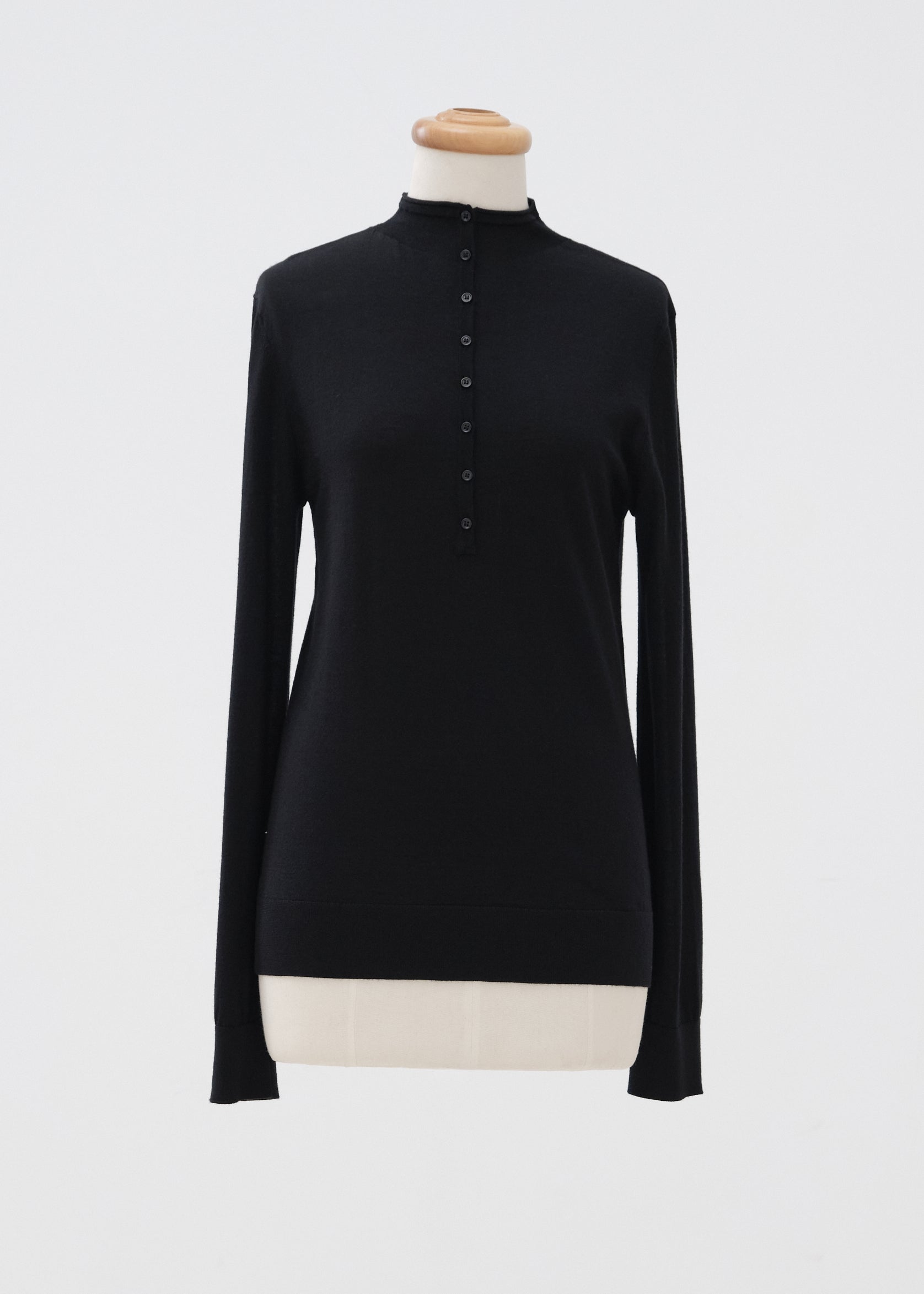 Silk-Wool Button-Up Knit Top